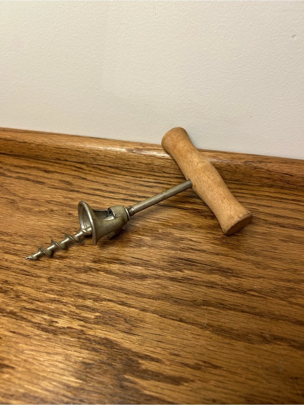Vintage Wooden Handle Corkscrew – Brown